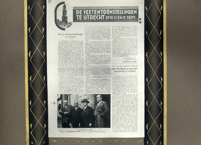 223086 Bladzijde met de voorzijde van een pamflet over de Veetentoonstellingen te Utrecht van 10 tot en met 12 ...